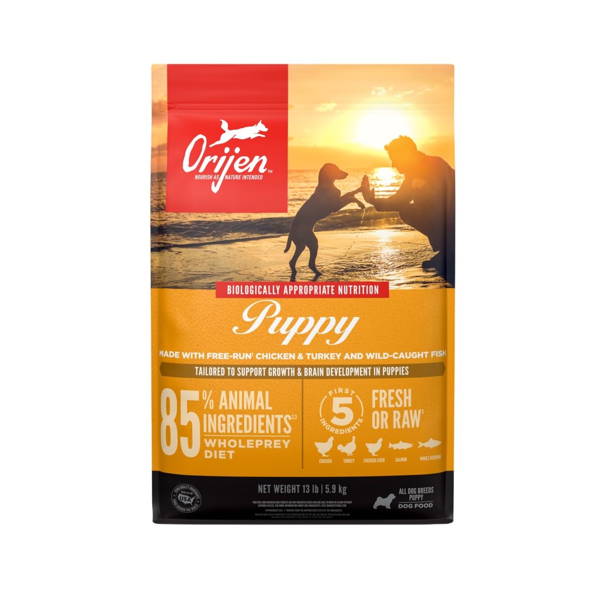 ORIJEN Dry Dog Food, Grain Free Dry Dog Food for All Life Stages, Fresh or Raw Ingredients, 13lb, Multiple Options