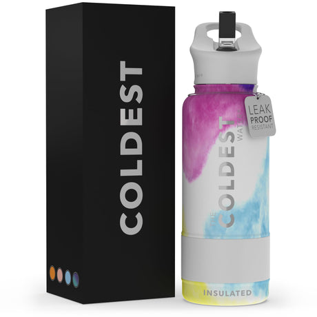 Coldest Insulated Water Bottle with Straw Lid - Stainless Steel Metal Thermos for Men & Women (Matte Black, 32 oz)