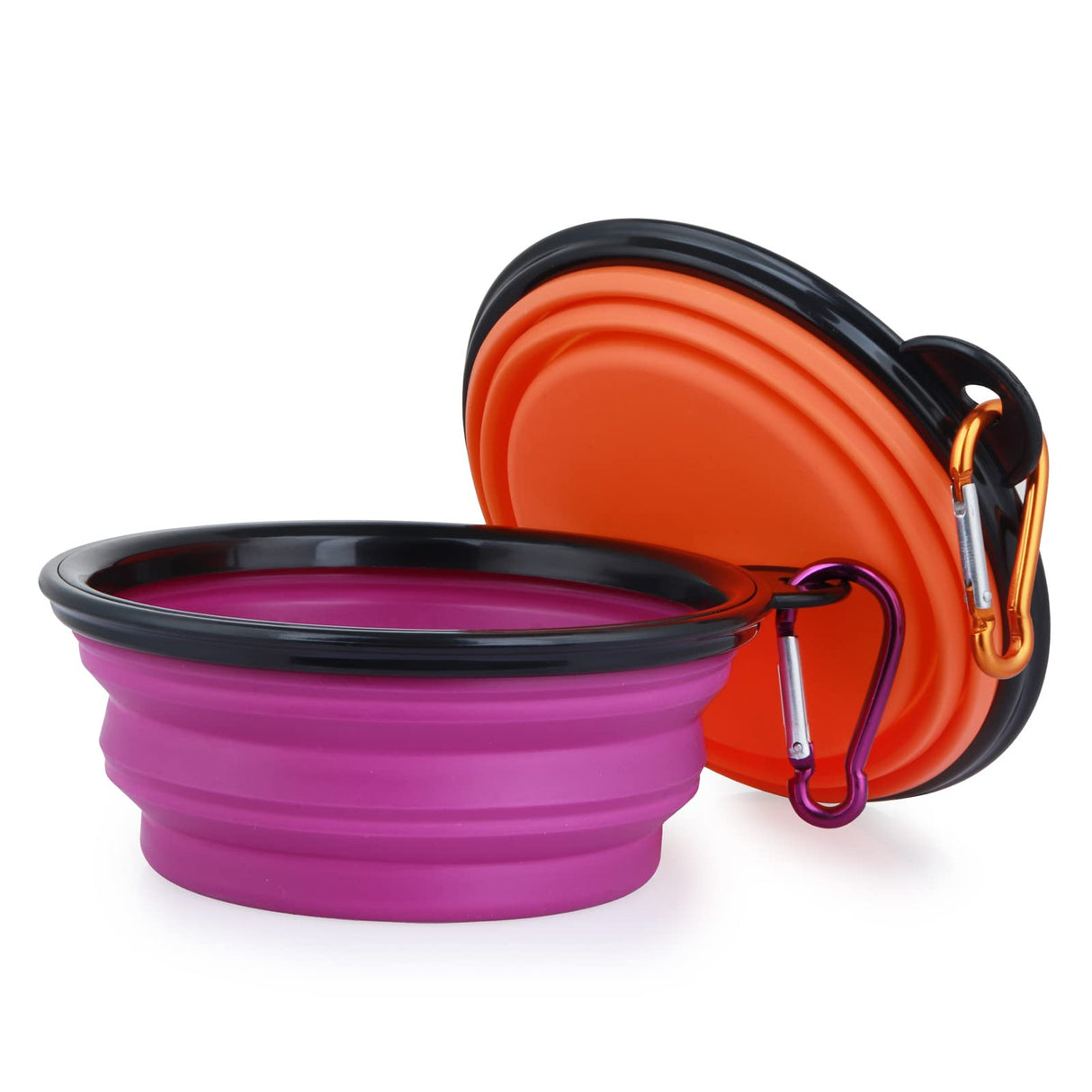 Dog Bowl Pet Collapsible Bowls, 2 Pack for Cats Dogs, Portable Pet Feeding Watering Dish for Walking Parking Traveling with 2 Carabiners (Small, Blue+Green)