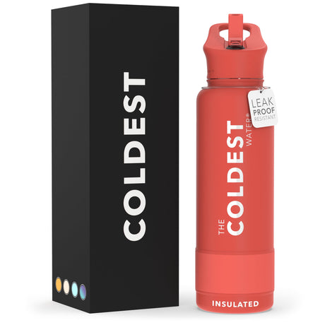 Coldest Insulated Water Bottle with Straw Lid - Stainless Steel Metal Thermos for Men & Women (Matte Black, 32 oz)