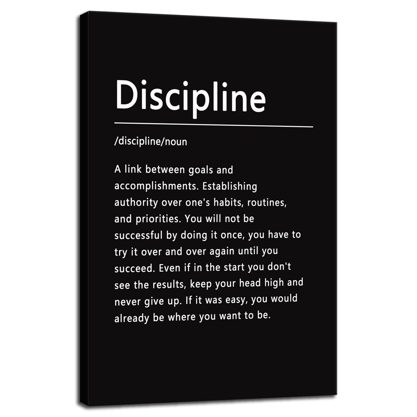 Inspirational Office Wall Decor Motivational Discipline Noun Canvas Wall Art Posters Prints Entrepreneur Quote Wall Picture Paintings Artwork Home Bedroom Framed Ready to Hang[12''W X 18''H]