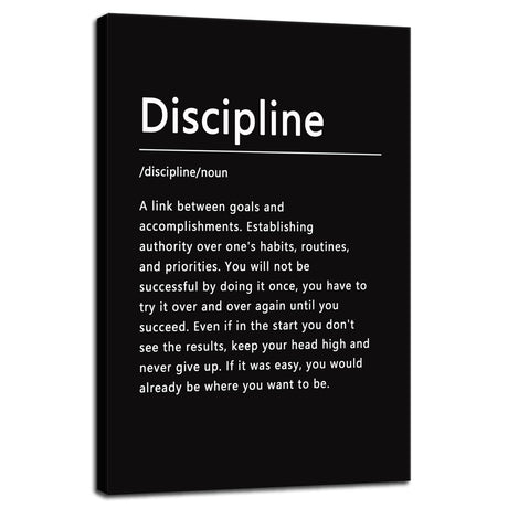 Inspirational Office Wall Decor Motivational Discipline Noun Canvas Wall Art Posters Prints Entrepreneur Quote Wall Picture Paintings Artwork Home Bedroom Framed Ready to Hang[12''W X 18''H]