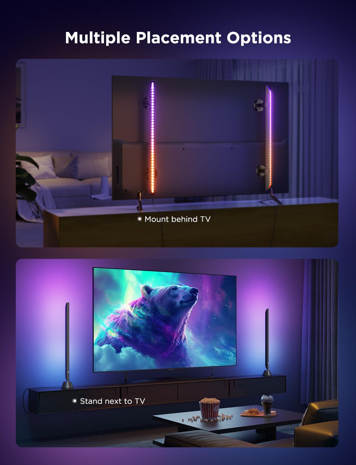 Govee Upgraded 31 Inch LED Light Bar with Scene and Music Modes, RGBIC WiFi Light with Multiple Placement Options Suitable for 55-70 inch TVs, Voice and App Control, 1 Pack