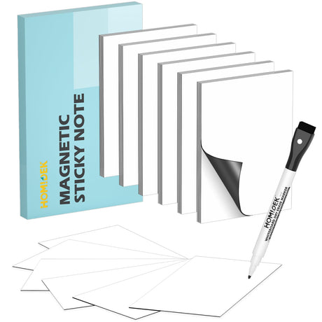 HOMiDEK Reusable Magnetic Sticky Notes, (30 Pack, 3x3 in) Dry Erase Magnets Magnetic Labels with Marker, Easy to Post Notes for Whiteboard, Fridge, Locker, Cabinet, Door - Office & Classroom Supplies