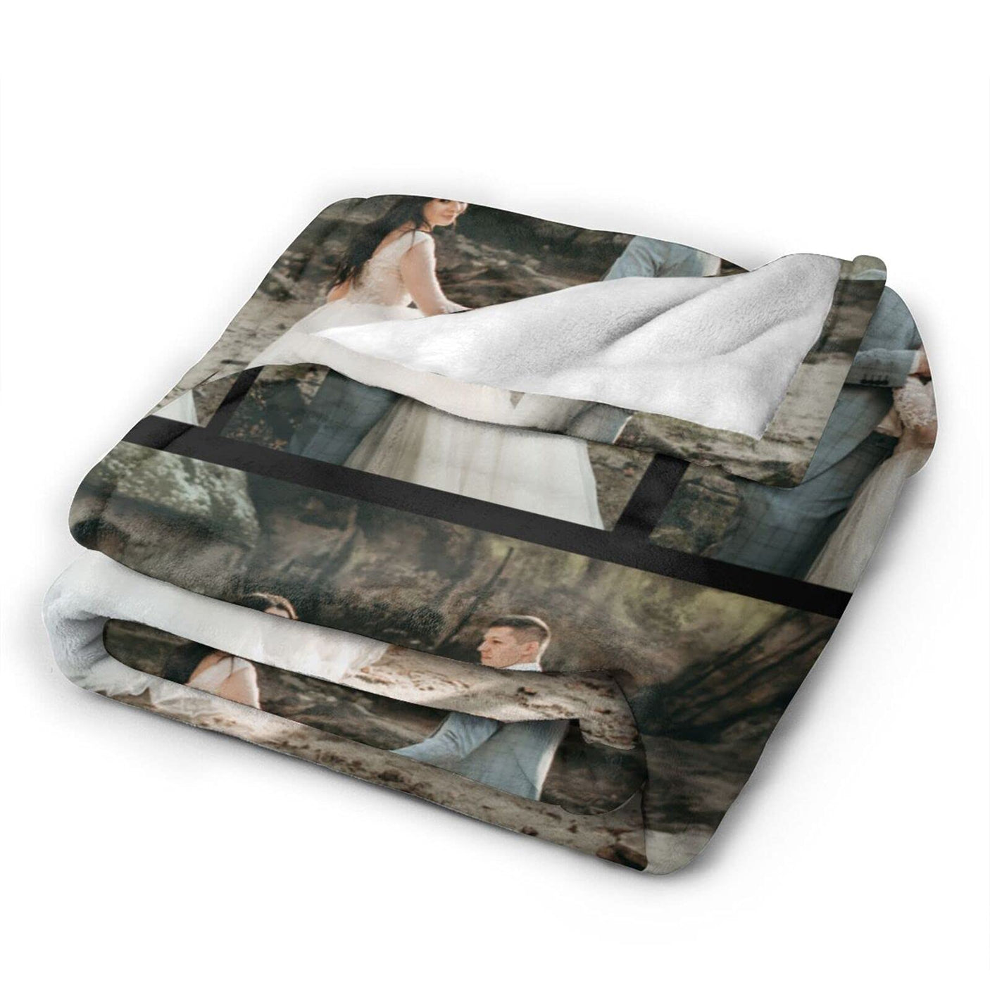 Custom Blanket with Photo Text Personalized Bedding Throw Blankets Customized Flannel Fleece Blankets for Family Birthday Wedding Gift Fits Couch Sofa Bedroom Living Room (1 Photos, 40"x50")