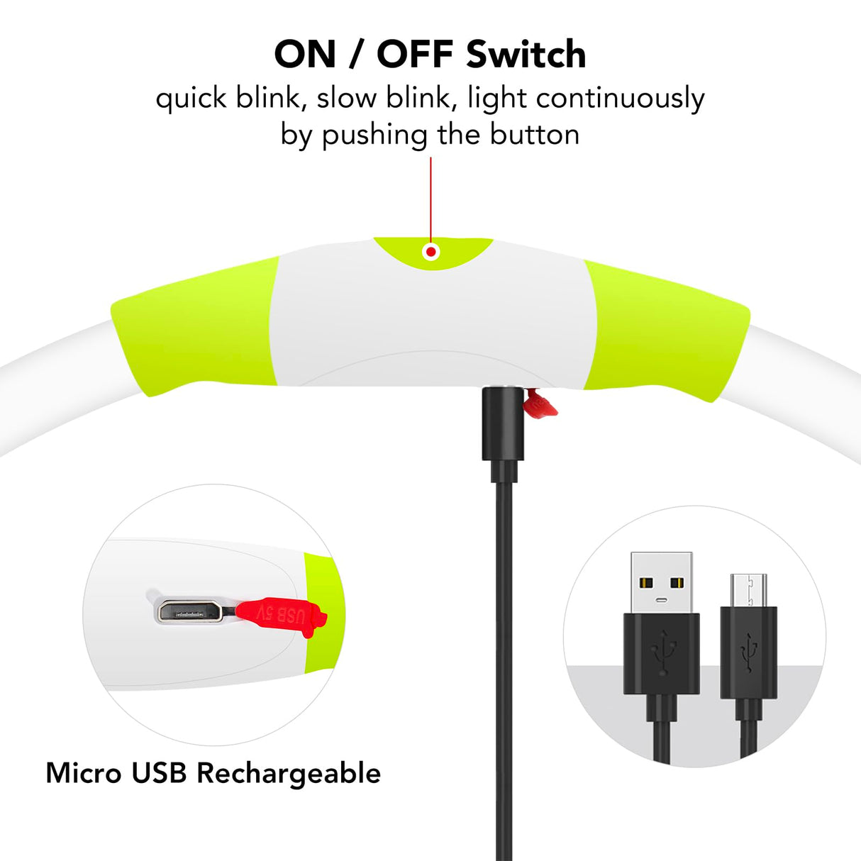 Colaseeme LED Dog Collar Light Up Dog Collars 1 Count USB Rechargeable TPU Glow Safety Basic Dog Collars, Please Do Not Use Fast Charging (Green)