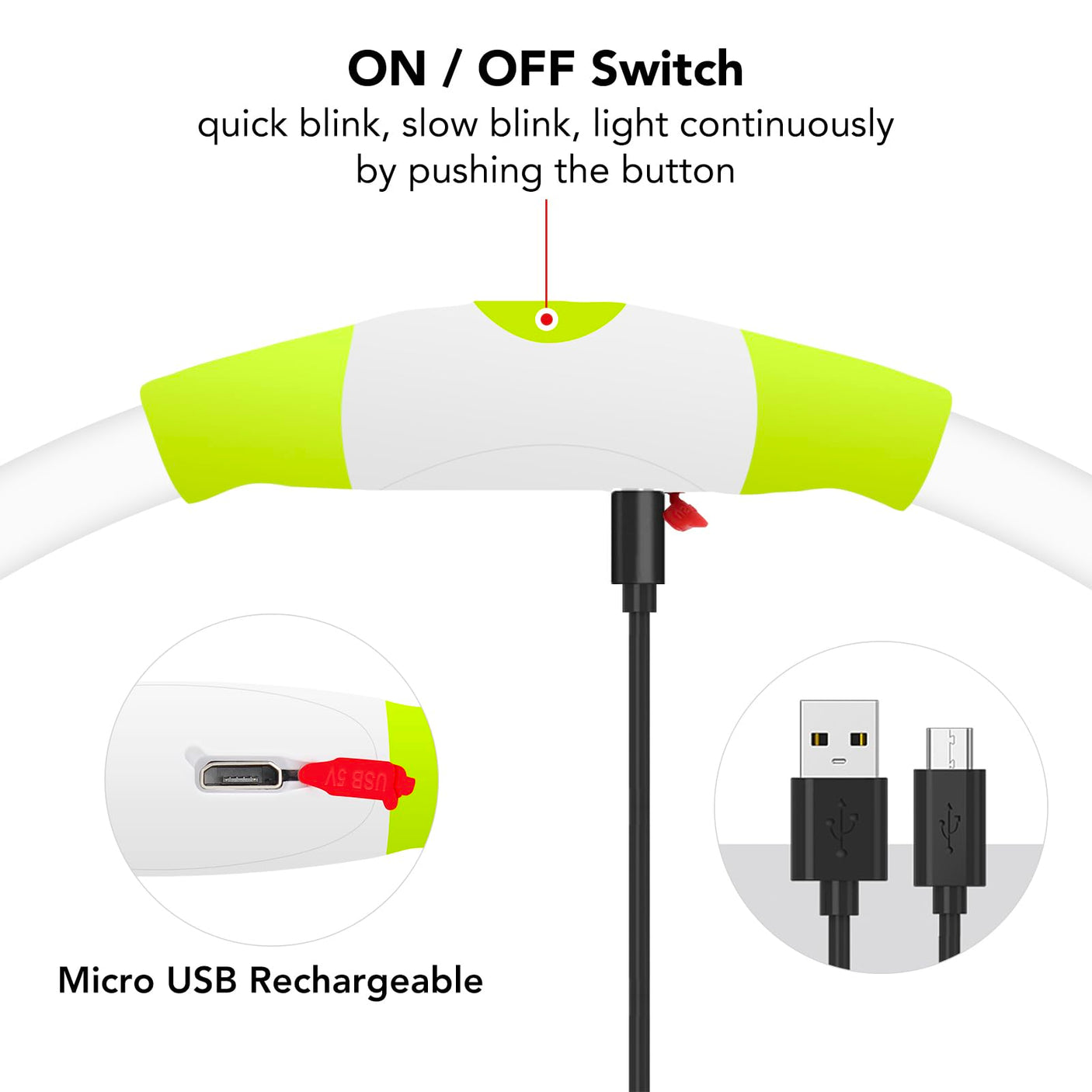 Colaseeme LED Dog Collar Light Up Dog Collars 1 Count USB Rechargeable TPU Glow Safety Basic Dog Collars, Please Do Not Use Fast Charging (Green)