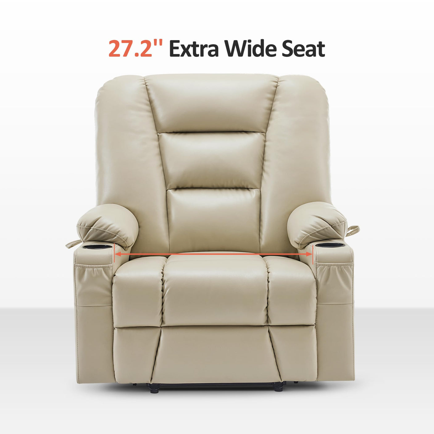 MCombo Power Lift Recliner Chair for Elderly, Lift Chair with Heat and Massage, USB Ports, Cup Holders, Faux Leather 7519 (Medium, Dark Brown)