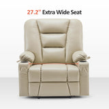 MCombo Power Lift Recliner Chair for Elderly, Lift Chair with Heat and Massage, USB Ports, Cup Holders, Faux Leather 7519 (Medium, Dark Brown)