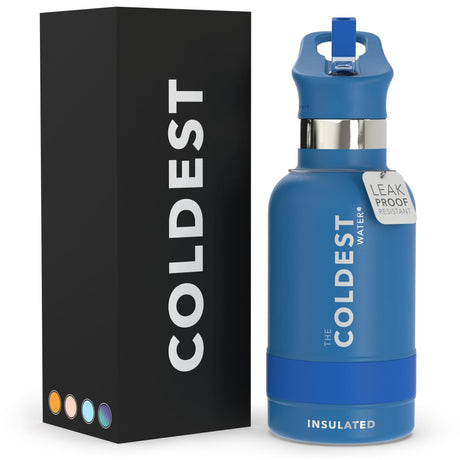 Coldest Insulated Water Bottle with Straw Lid - Stainless Steel Metal Thermos for Men & Women (Matte Black, 32 oz)