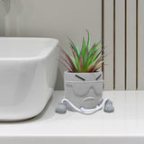 Zerzsy 3pcs Creative Artificial Succulents with Gray Flower Pots, Mini Potted Succulents for Home Office Desk Decor and Gift Choice