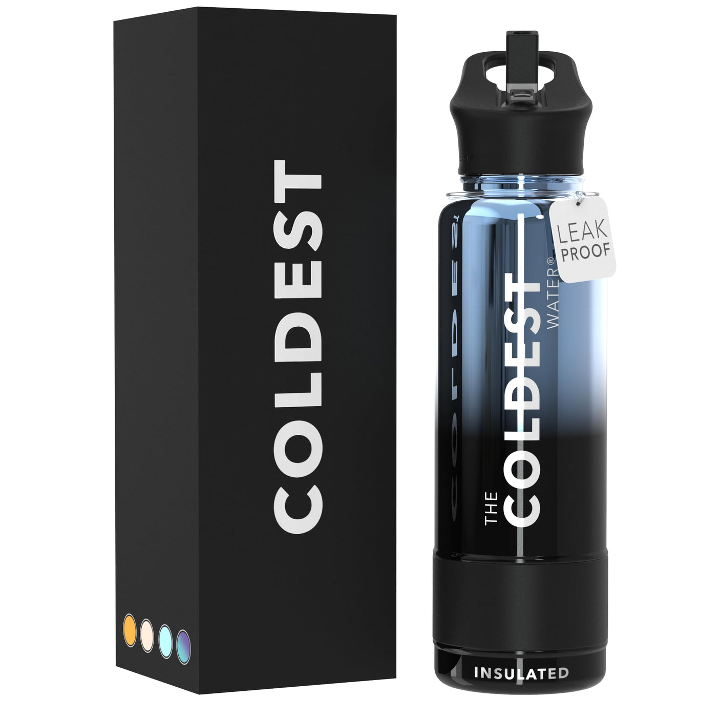 Coldest Insulated Water Bottle with Straw Lid - Stainless Steel Metal Thermos for Men & Women (Matte Black, 32 oz)