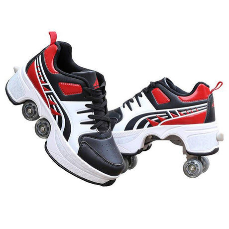 Double-Row Deform Wheel Automatic Walking Shoes Invisible Deformation Roller Skate 2 in 1 Removable Pulley Skates Skating Parkour