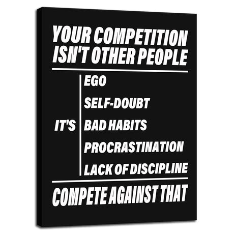 Inspirational Office Wall Decor Motivational Discipline Noun Canvas Wall Art Posters Prints Entrepreneur Quote Wall Picture Paintings Artwork Home Bedroom Framed Ready to Hang[12''W X 18''H]
