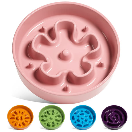 LE TAUCI Dog Bowls Slow Feeder Ceramic, 1.5 Cups Slow Feeding Dog Bowl Small Medium Breed, Puppy Slow Feeder Bowl for Fast Eater, Dog Dishes to Slow Down Eating, Puzzle Dog Food Bowl, Maze Purple