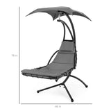 Best Choice Products Outdoor Hanging Curved Steel Chaise Lounge Chair Swing w/Built-in Pillow and Removable Canopy -Red