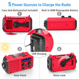 NOAA Weather Radio, Emergency Hand Crank Radio with Solar Charger, Portable Battery Operated AM FM Shortwave Radio with LED Flashlight, USB Charger, Earbud Jack, SOS Alert for Home Survival Hurricane