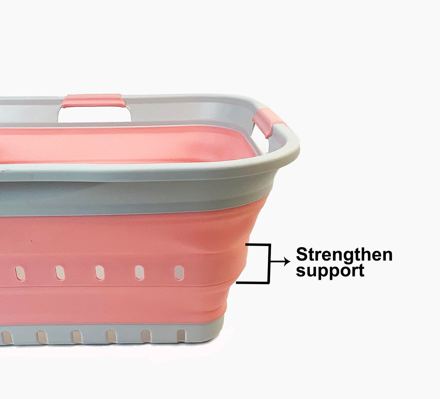 SAMMART 42L (11 gallon) Collapsible Plastic Laundry Basket - Foldable Pop Up Storage Container/Organizer - Space Saving Hamper/Basket (1, White/Grey)