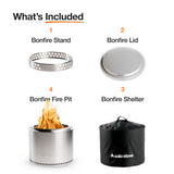Solo Stove Bonfire with Stand | 19.5" Smokeless Fire Pit, Removable Ash Pan | Portable Stainless Steel Wood Burning Outdoor Fireplace, Ideal for 4–6 People, 21.75 lbs
