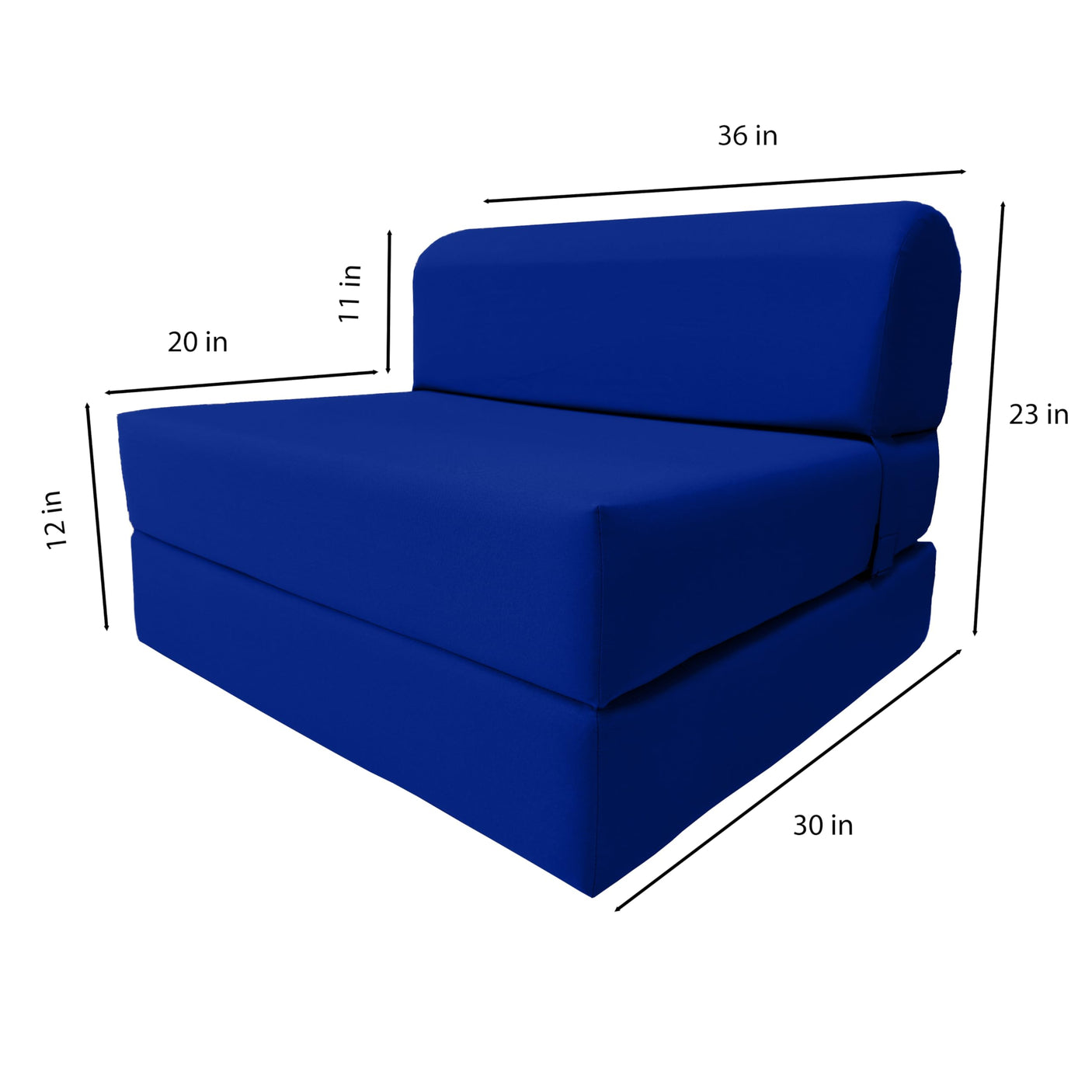 D&D Futon Furniture Sleeper Chair Folding Bed, Studio Sofa Guest Folded Mattress, High Density Foam (70 x 24 x 6, Navy Blue)