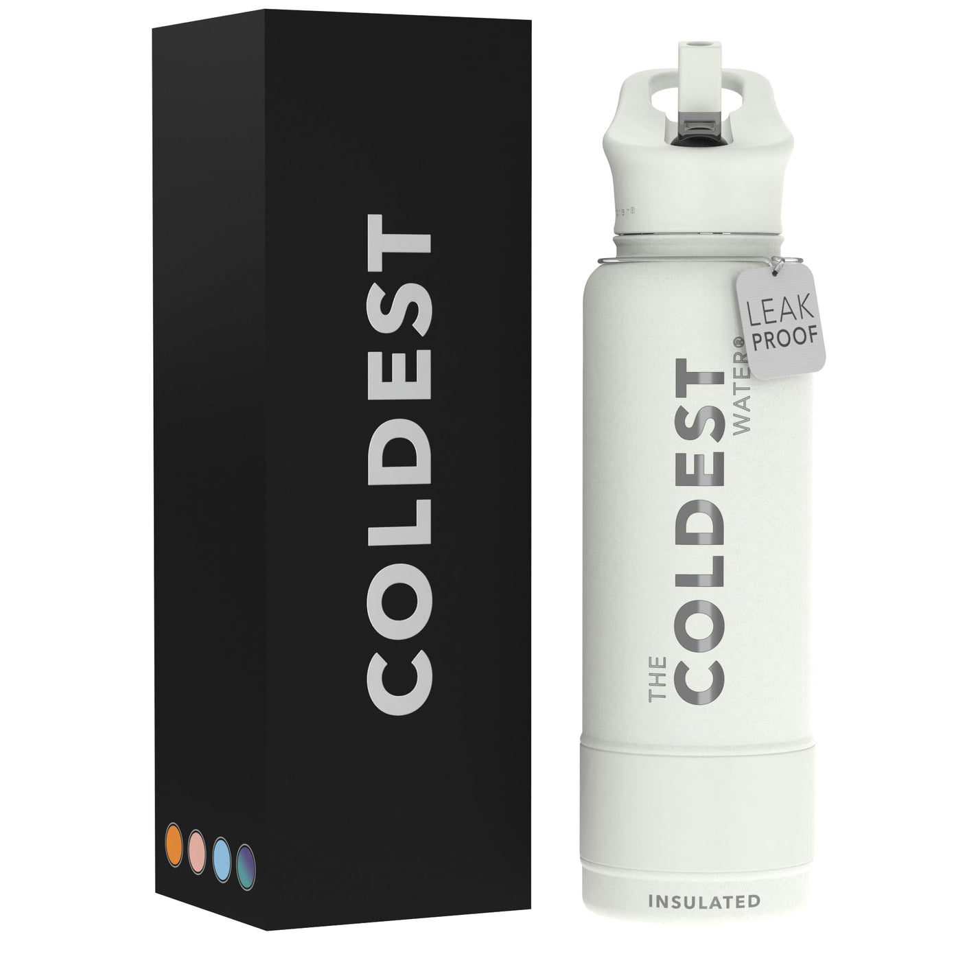 Coldest Insulated Water Bottle with Straw Lid - Stainless Steel Metal Thermos for Men & Women (Matte Black, 32 oz)
