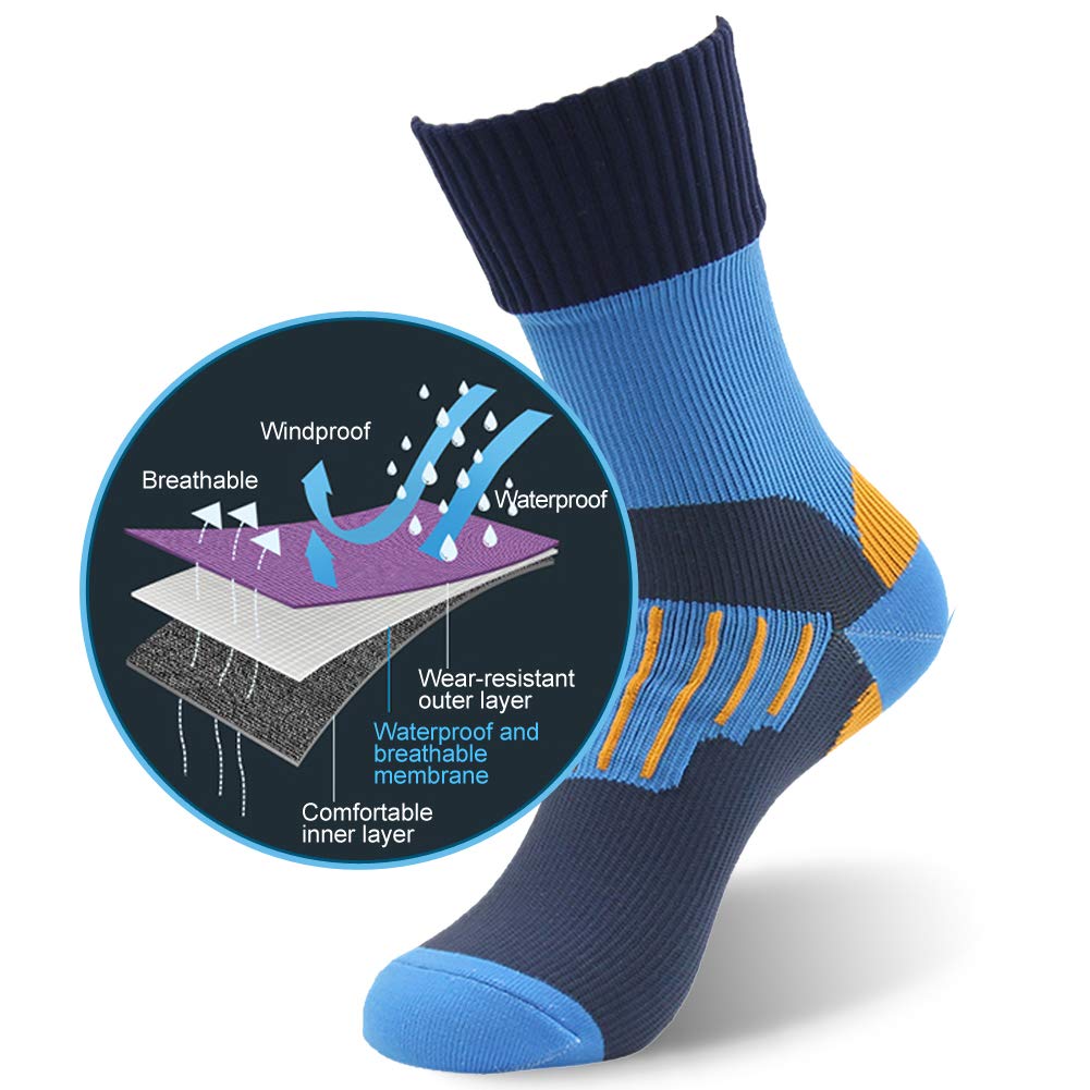 RANDY SUN Waterproof Socks, Unisex Hiking Wading Trail Running Kayaking Crew Socks