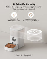 PETLIBRO Automatic Dog Feeder, 6L Dog Food Dispenser with Timer Interactive Voice Recorder, Auto Dog Feeder with Desiccant Bag 1-4 Meals Dry Food, Black Transparent