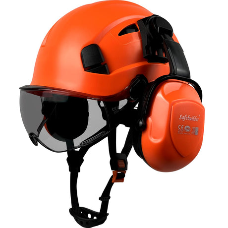 Industrial Safety Helmet with Visor Ear Muffs Hard Hat with Visor Vented Hardhats Construction Work Head Protection ANSI