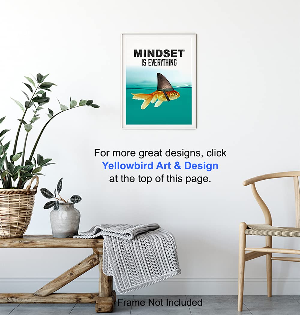 Motivational Wall Art Posters for Home, Office - Mindset is Everything - LARGE 11X14 - Inspirational Gifts for Men, Students - Entrepreneur Wall Art Decor - Uplifting Self-Improvement Positive Quotes