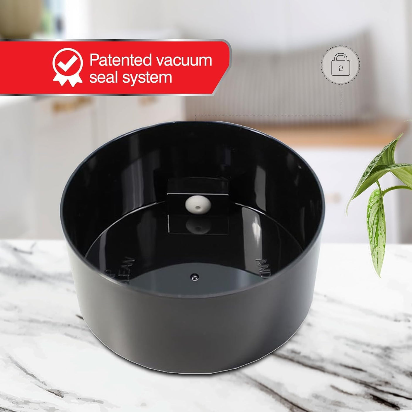 1LB Patented Airtight Multi-use Vacuum Works as Smell Proof Ground Coffee Bean Containers. Black Cap and Body, 1.85-Liter/1.6-Quart