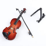 Wooden Miniature Violin with Stand, Bow and Case Mini Musical Instrument Violin Replica Collectible Figurines Dollhouse Accessories Model Home Decoration Display Ornament (3.15"x1.18"x0.59")