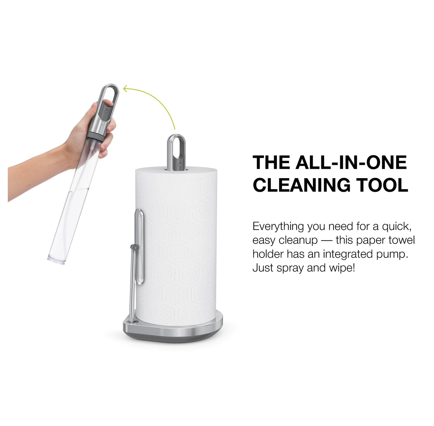 simplehuman Standing Paper Towel Holder with Spray Pump, Brass Stainless Steel, Gold