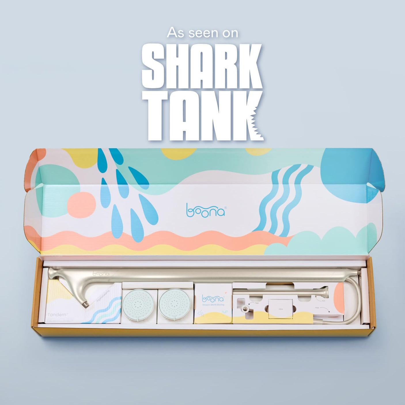 BOONA - The Original Tandem Shower | As Seen On Shark Tank | Double Shower Head for Couples, High Pressure Dual Shower Heads (One Showerhead, Midnight Black)