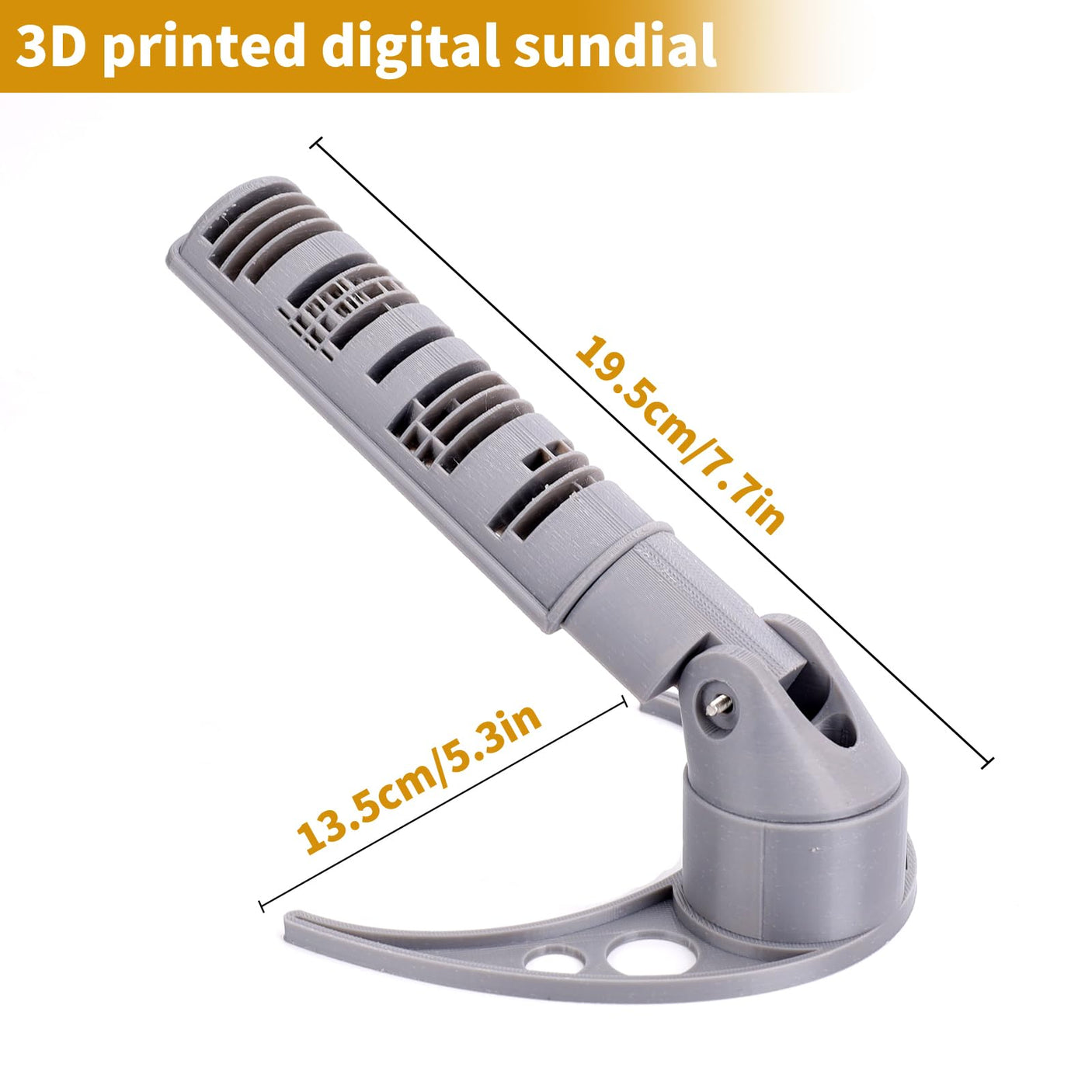 3D Printed Digital Sundial - Solar Powered Time Display | 3D Printed Innovative Sundial Clock | Eco-Friendly, No Batteries Needed | Unique Outdoor Decor & STEM Educational Tool (Black White)