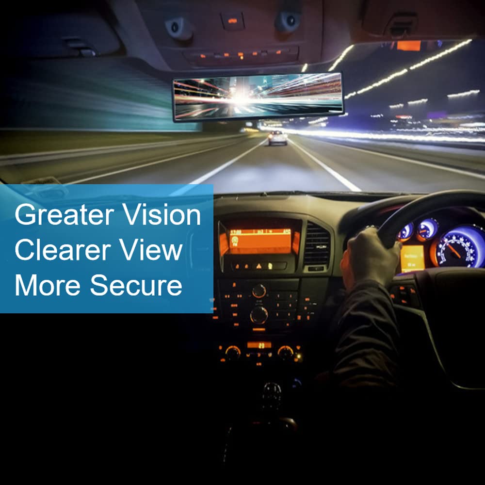 OBTANIM 2 PCS Rearview Mirror 12 Inch HD Glass Anti Glare Clip On Panoramic Wide Angle Car Interior Rear View Mirror Accessories for SUV Trucks (White)