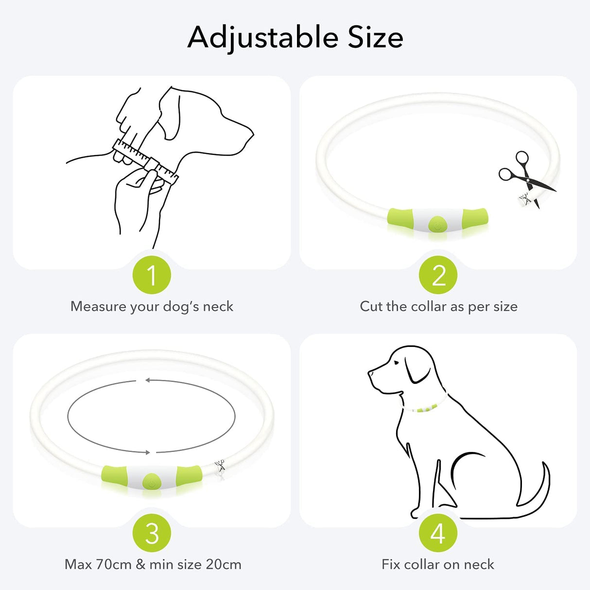 Colaseeme LED Dog Collar Light Up Dog Collars 1 Count USB Rechargeable TPU Glow Safety Basic Dog Collars, Please Do Not Use Fast Charging (Green)