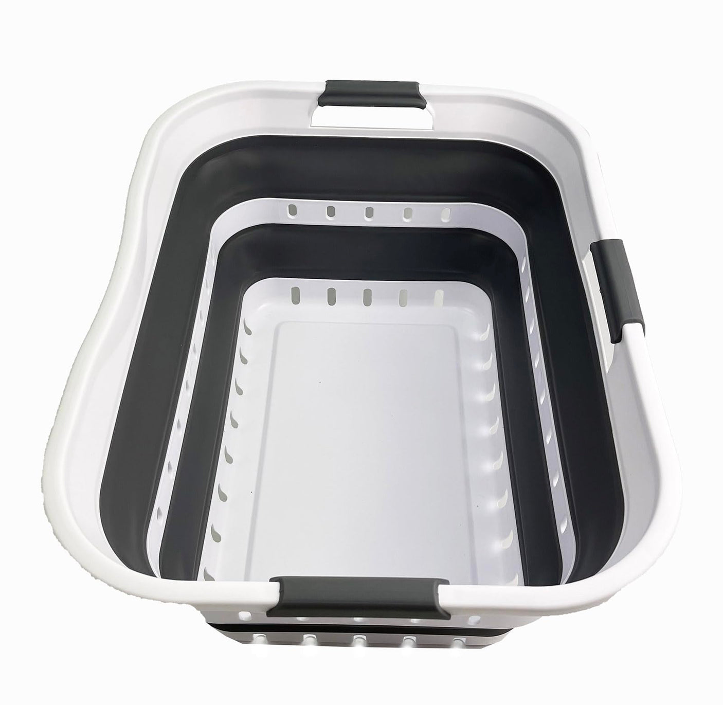 SAMMART 42L (11 gallon) Collapsible Plastic Laundry Basket - Foldable Pop Up Storage Container/Organizer - Space Saving Hamper/Basket (1, White/Grey)