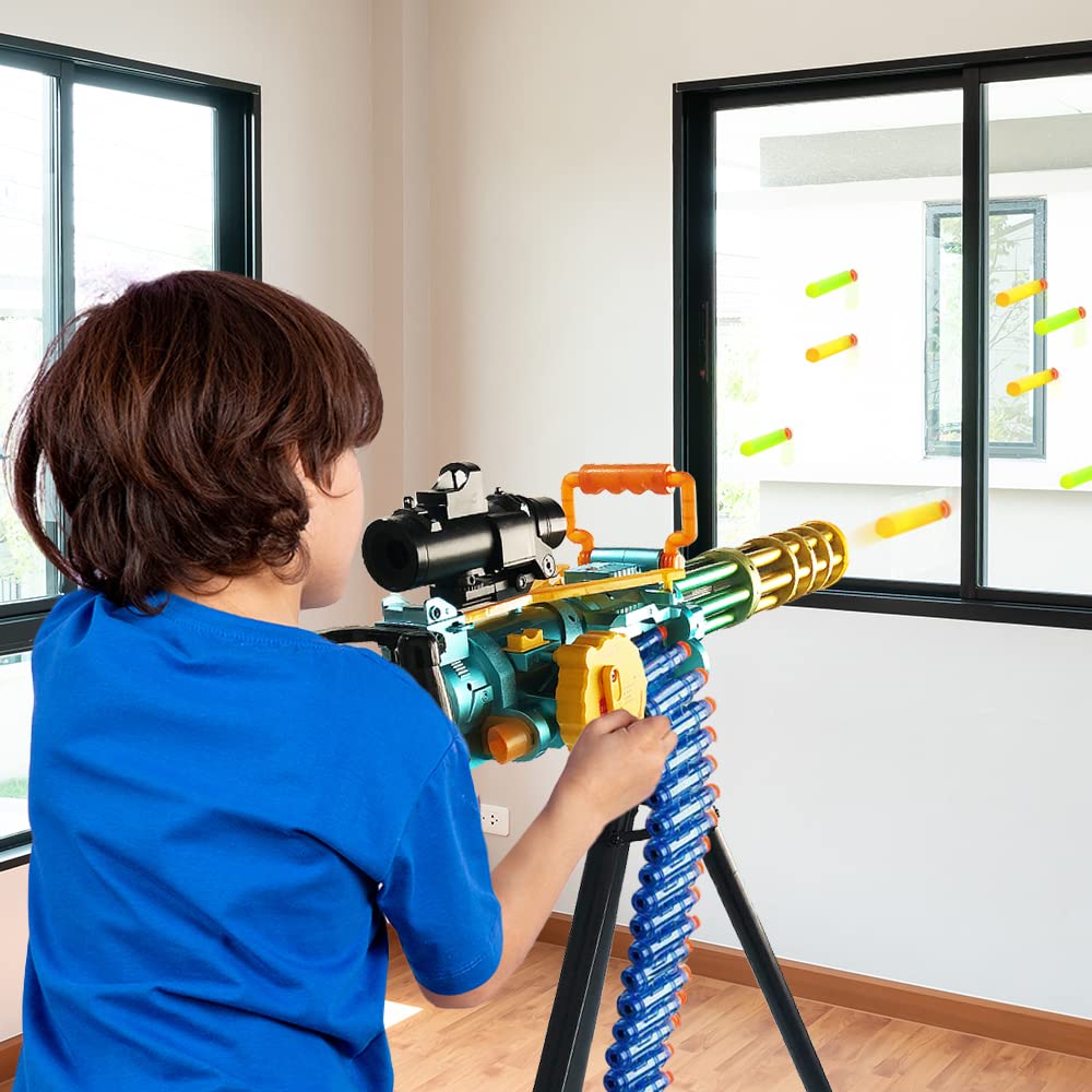 ArtCreativity Dart Gun Super Powerful Electronic Gatling Toy Gun for Kids, Mini Gun Rapid Toy Machine Gun with Foam Dart Blaster, Kids Revolving Toy Minigun with Automatic and Manual Mode