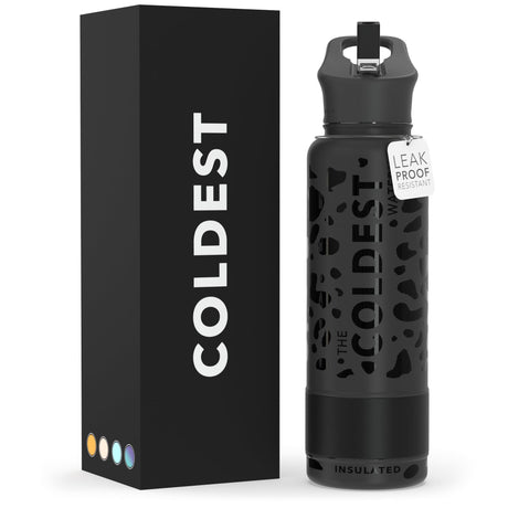 Coldest Insulated Water Bottle with Straw Lid - Stainless Steel Metal Thermos for Men & Women (Matte Black, 32 oz)