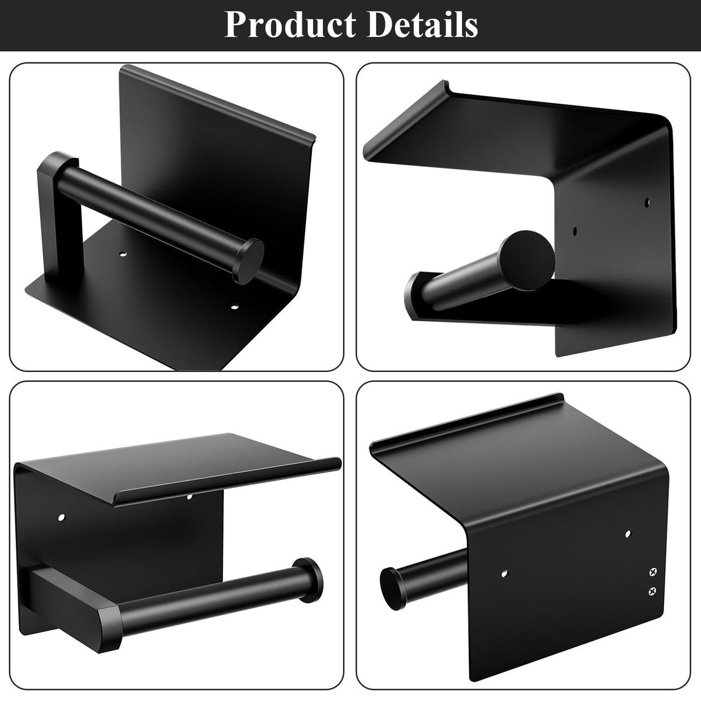Tindbea Toilet Paper Holder with Phone Shelf, Adhesive or Screw Wall Mount Toilet Tissue Roll Holder, Rustproof & Multifunctional Stainless Steel Bathroom Storage Dispenser (Brushed Nickel)