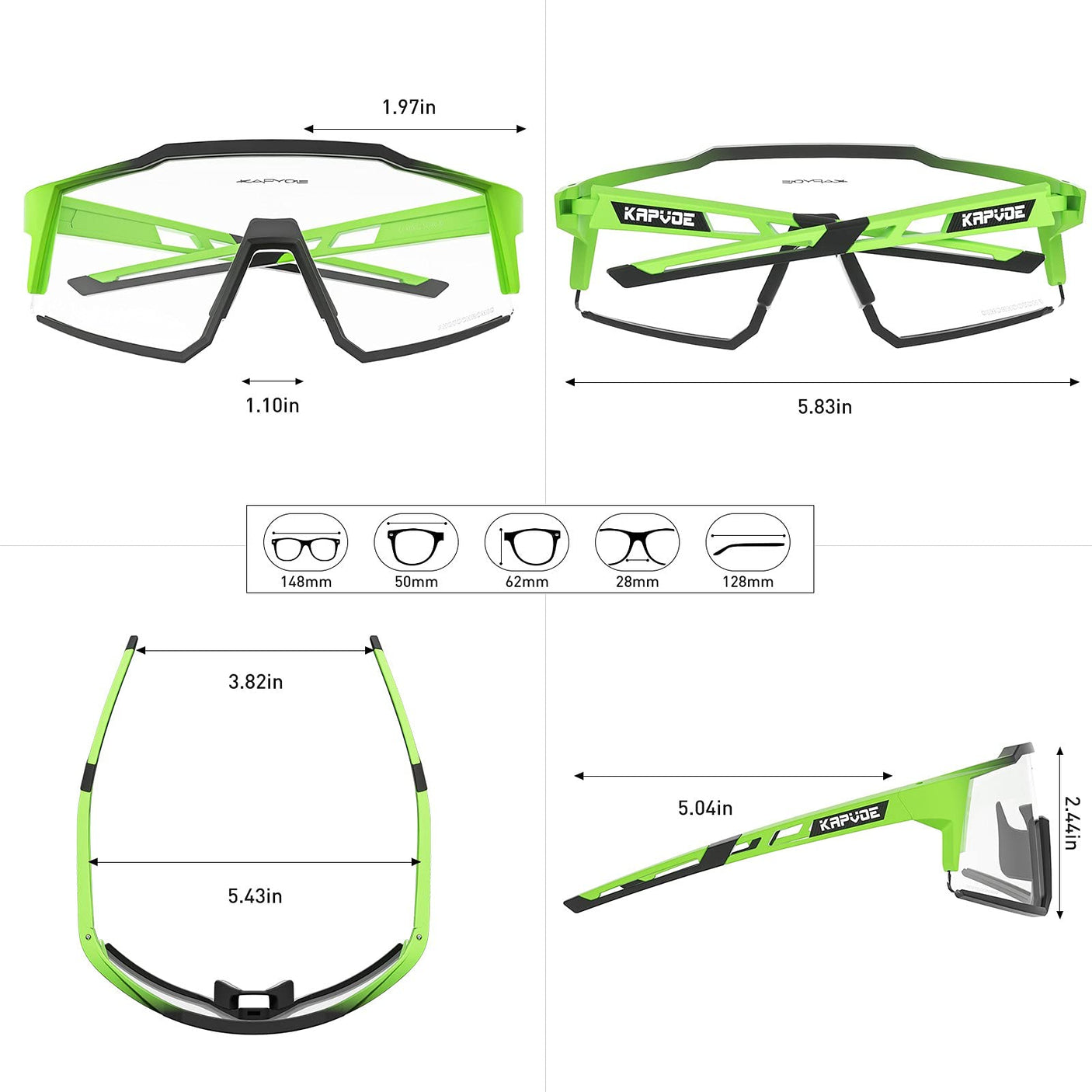 KAPVOE Photochromic Cycling Glasses MTB Clear Mountain Bike Transition Bicycle Sunglasses for Men Women - K9022