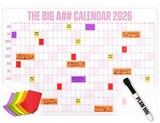 The Big A## Calendar Full-Year Wall Calendar – 2026 Dry-Erase – Includes 1 Marker & 100 Labels – Lightweight, Easy to Hang Yearly Calendar – Year at a Glance – Plan Big Goals & Adventures – Blue
