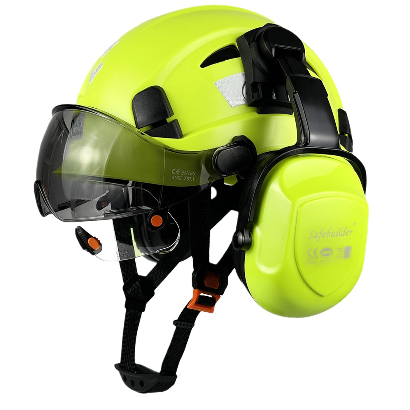 Industrial Safety Helmet with Visor Ear Muffs Hard Hat with Visor Vented Hardhats Construction Work Head Protection ANSI