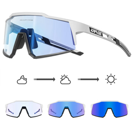 KAPVOE Photochromic Cycling Glasses MTB Clear Mountain Bike Transition Bicycle Sunglasses for Men Women - K9022