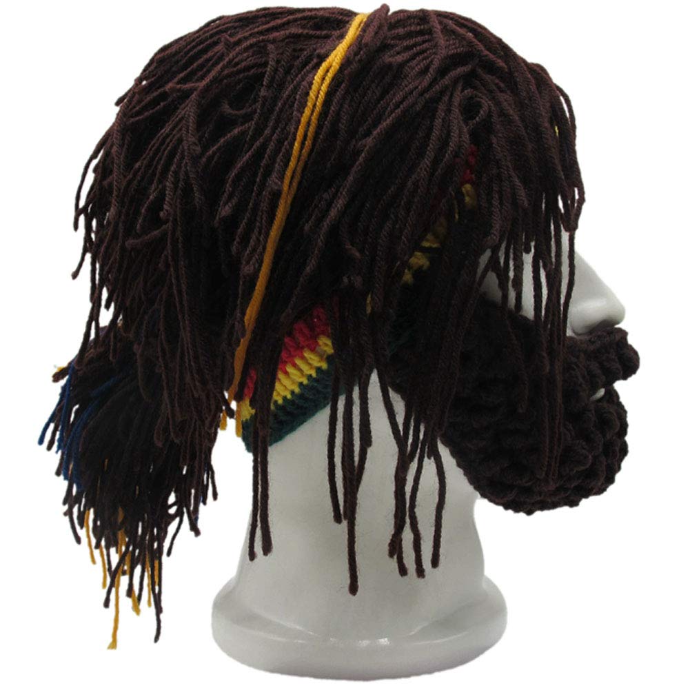 Creative Barbarian Knit Beard Hat Funny Knit Cap Wig Beanie Hats Beard Facemask