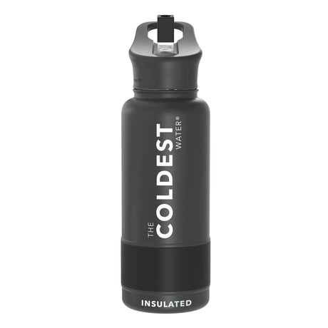 Coldest Insulated Water Bottle with Straw Lid - Stainless Steel Metal Thermos for Men & Women (Matte Black, 32 oz)