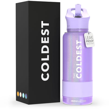 Coldest Insulated Water Bottle with Straw Lid - Stainless Steel Metal Thermos for Men & Women (Matte Black, 32 oz)