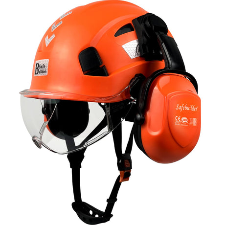 Industrial Safety Helmet with Visor Ear Muffs Hard Hat with Visor Vented Hardhats Construction Work Head Protection ANSI