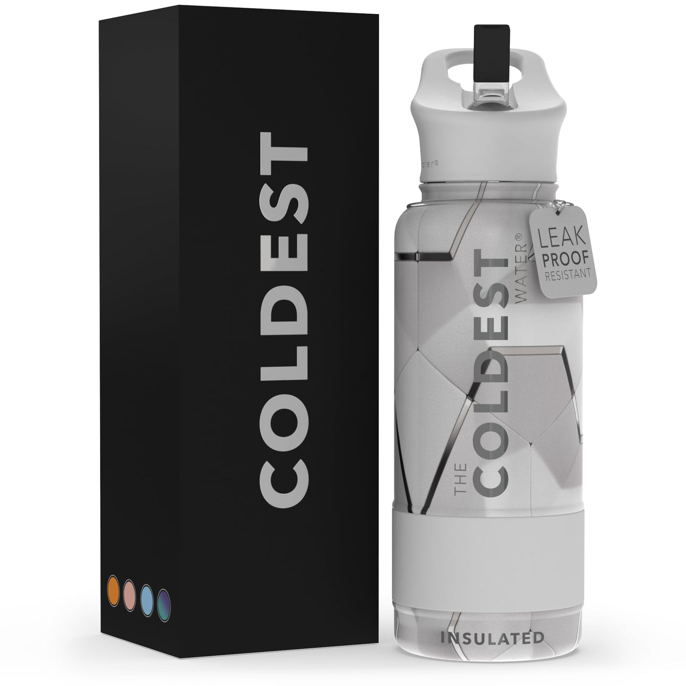 Coldest Insulated Water Bottle with Straw Lid - Stainless Steel Metal Thermos for Men & Women (Matte Black, 32 oz)