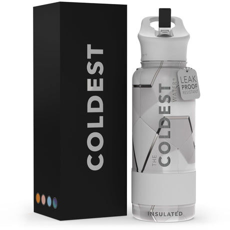 Coldest Insulated Water Bottle with Straw Lid - Stainless Steel Metal Thermos for Men & Women (Matte Black, 32 oz)